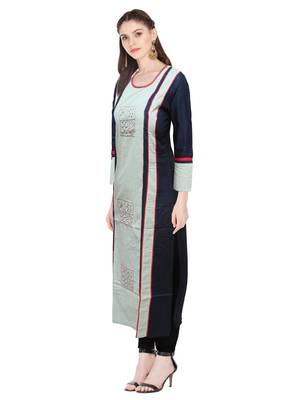 Green embroidered cotton ethnic-kurtis 3