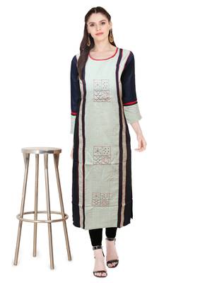 Green embroidered cotton ethnic-kurtis 4