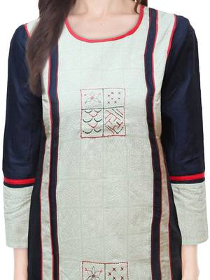 Green embroidered cotton ethnic-kurtis 5