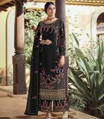 Black faux georgette Embroidered Shtraight suit style plazzo suit 