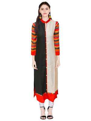 Multicolor plain rayon ethnic-kurtis 1