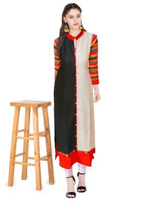 Multicolor plain rayon ethnic-kurtis 4