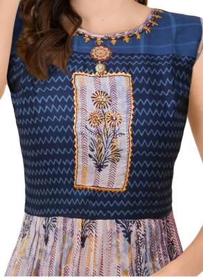 Blue embroidered rayon ethnic-kurtis 5