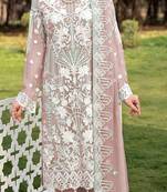 Pink faux georgette Embroidered Shtraight suit style plazzo suit 