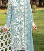 Sky Blue faux georgette Embroidered Shtraight suit style plazzo suit 