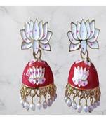 Red meenakari Brass Brass   pair of Earring