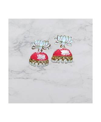 Red meenakari Brass Brass   pair of Earring 2