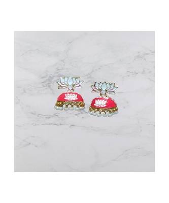 Red meenakari Brass Brass   pair of Earring 3