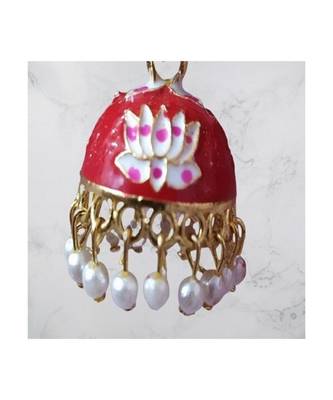 Red meenakari Brass Brass   pair of Earring 5