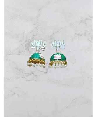 Green  meenakari Brass Brass   pair of Earring 1
