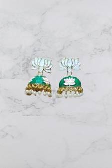 Green  meenakari Brass Brass   pair of Earring