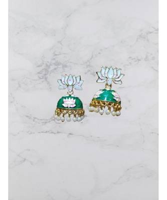 Green  meenakari Brass Brass   pair of Earring 3