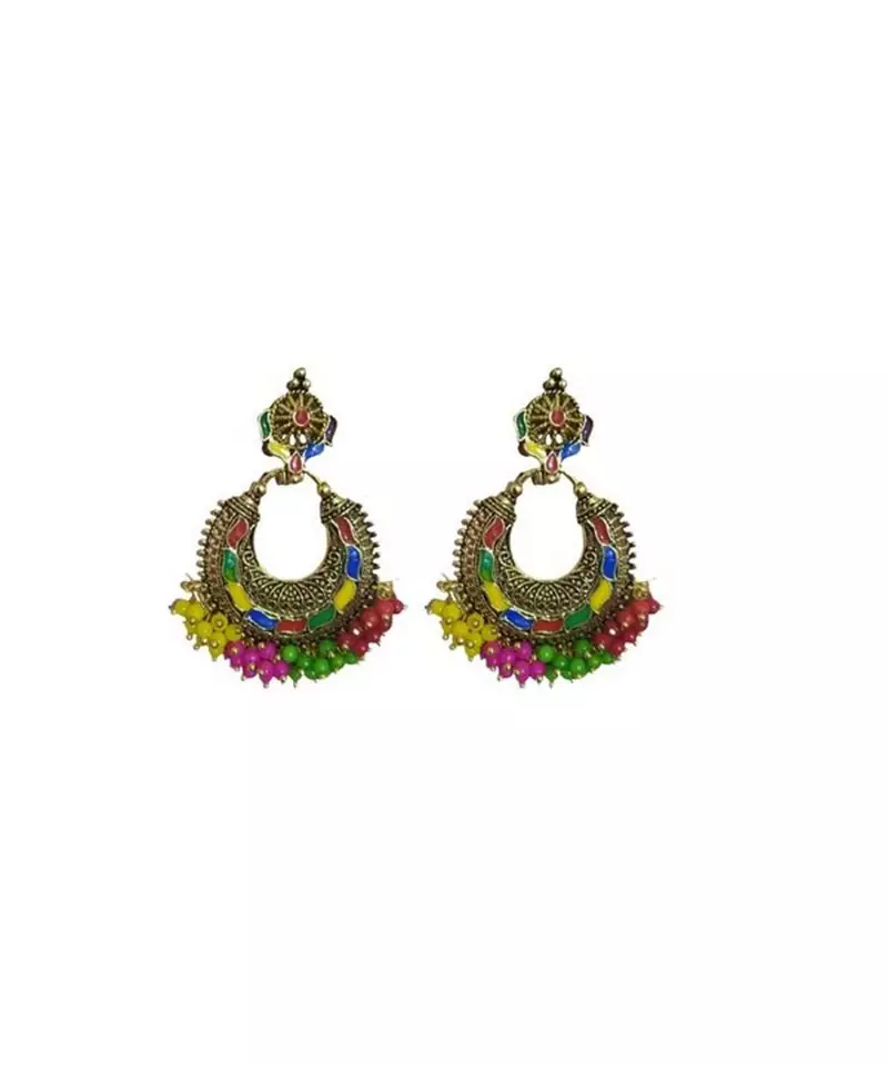 MULTICOLOR gold plated Brass Alloy   pair of Earring