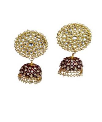 Maroon gold plated Brass Alloy   pair of Earring 2