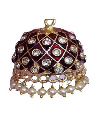 Maroon gold plated Brass Alloy   pair of Earring 5