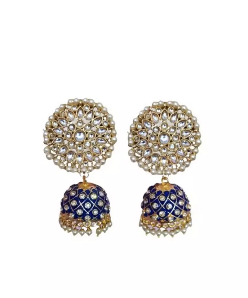 Blue gold plated Brass Alloy   pair of Earring