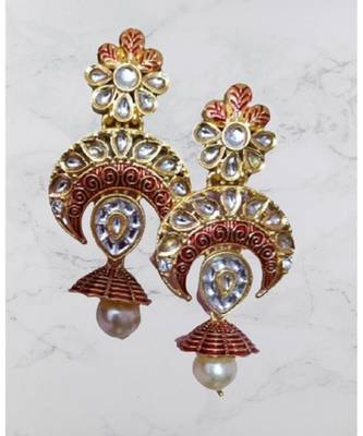 Red kundan antique gold Acrylic   pair of Earring 2
