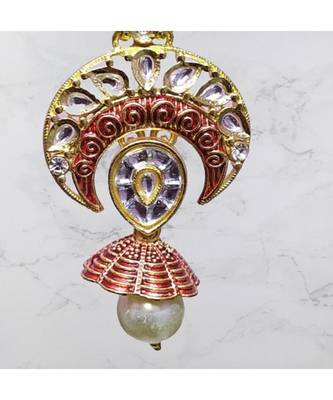 Red kundan antique gold Acrylic   pair of Earring 5