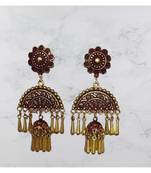 Maroon gold plated Brass Alloy   pair of Earring