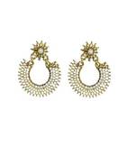 White studded jewellery antique gold Gold   pair of Earring