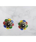 Multicolor studded jewellery antique gold Gold   pair of Earring