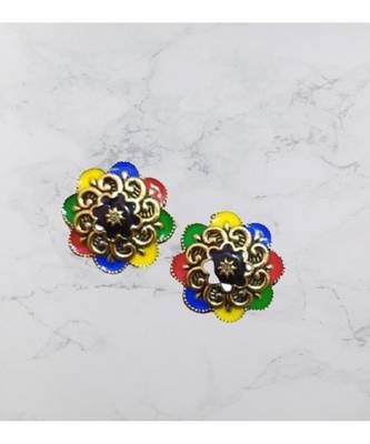 Multicolor studded jewellery antique gold Gold   pair of Earring 2