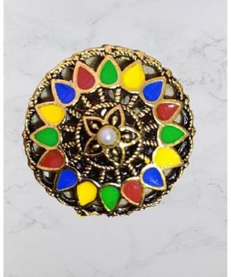 Multicolor studded jewellery antique gold Gold   pair of Earring 3