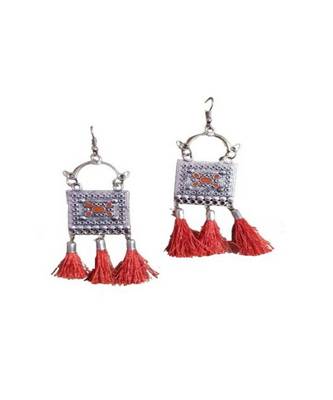 Red silver plated Silver Silver   Necklace::  Pair of Earring 5