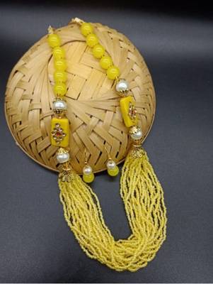Yellow pearl Yellow Gold Brass Necklace & Pair of Earring 1