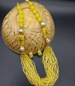 Yellow pearl Yellow Gold Brass Necklace & Pair of Earring