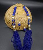 Blue pearl Yellow Gold Brass Necklace & Pair of Earring