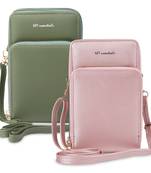 NFI essentials Girls Women's Multipocket Wallet Purse for Mobile Cell Phone Holder, Wallet Hand Purse Clutch (Pack of 2)