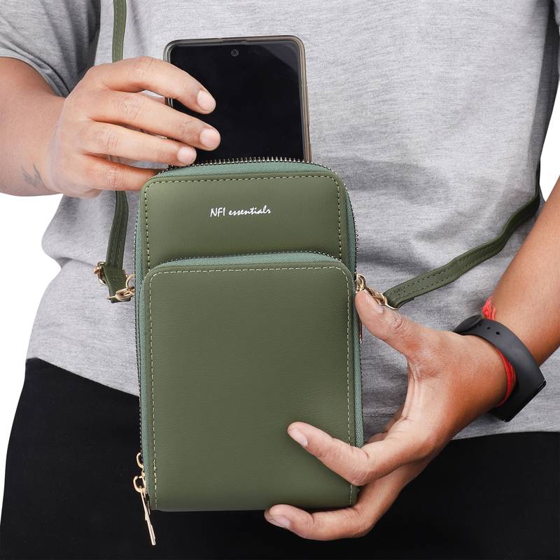 NFI essentials Girls Women's Multipocket Wallet Purse for Mobile Cell Phone Holder, Wallet Hand Purse Clutch (Pack of 2)