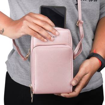 NFI essentials Girls Women's Multipocket Wallet Purse for Mobile Cell Phone Holder, Wallet Hand Purse Clutch (Pink) 2