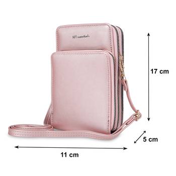 NFI essentials Girls Women's Multipocket Wallet Purse for Mobile Cell Phone Holder, Wallet Hand Purse Clutch (Pink) 3
