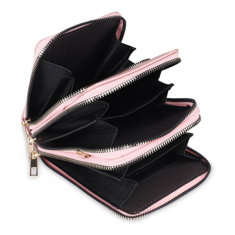 NFI essentials Girls Women's Multipocket Wallet Purse for Mobile Cell Phone Holder, Wallet Hand Purse Clutch (Pink)