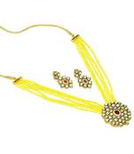 Yellow kundan Yellow Gold Brass Necklace & Pair of Earring