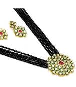 Black kundan Yellow Gold Brass Necklace & Pair of Earring