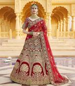 Mesmerizing Red Heavy Hand Work & Embroidered Velvet wedding Lehenga choli