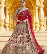 Mesmerizing Red Heavy Hand Work & Embroidered Velvet wedding Lehenga choli