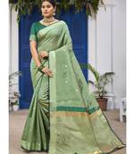 Dark Peach Woven Party Wear Cotton Silk Sarees