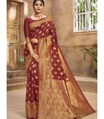 Maroon Woven Party Wear Art Silk Sarees