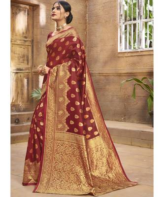 Maroon Woven Party Wear Art Silk Sarees 2