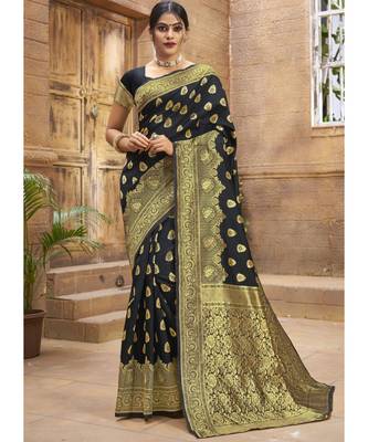 Black  Woven Party Wear Art Silk Sarees 1