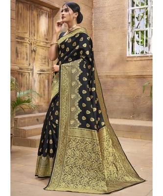 Black  Woven Party Wear Art Silk Sarees 2