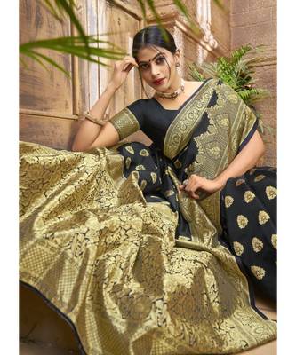 Black  Woven Party Wear Art Silk Sarees 3