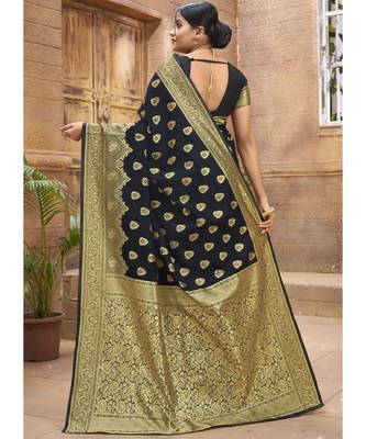 Black  Woven Party Wear Art Silk Sarees 4