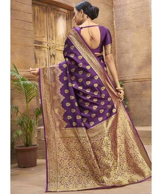 Purple Woven Party Wear Art Silk Sarees 4