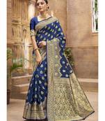 Royal Blue Woven Party Wear Art Silk Sarees