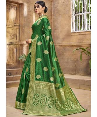 Green Woven Party Wear Art Silk Sarees 3